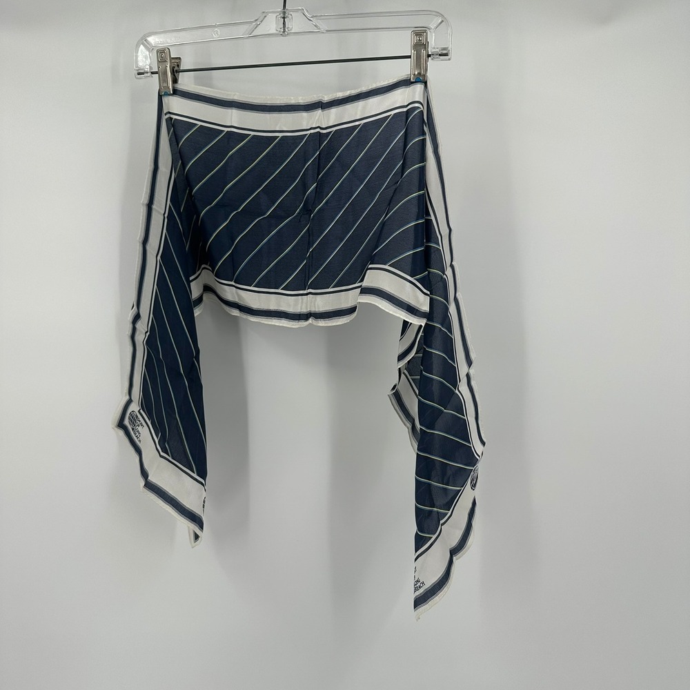 Womens Vintage Scarf Port‎ of Long Beach Nautical Coastal Preppy Stripe Maritime